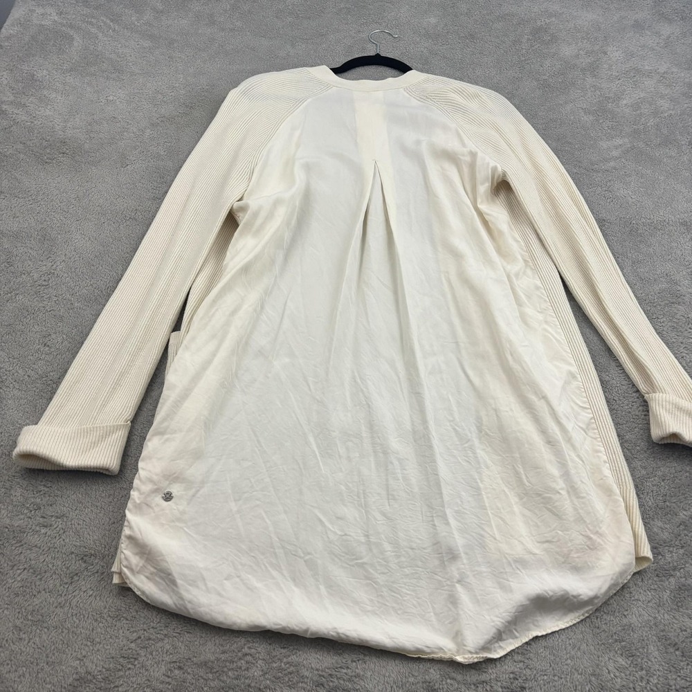 Lululemon Still At Ease Wrap Cardigan Sweater Womens 8 Ivory Cashlu Tencel Lagen - Picture 2 of 13